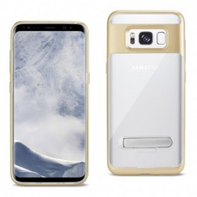 SAMSUNG GALAXY S8 EDGE/ S8 PLUS TRANSPRANT BUMPER CASE WITH KICKSTAND IN CLEAR GOLD