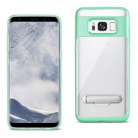SAMSUNG GALAXY S8 EDGE BUMPER CASE WITH KICKSTAND AND MATTE INNER FINISH IN CLEAR GREEN