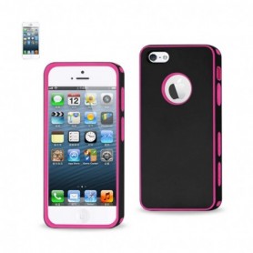 APPLE IPHONE 5/5S/SE GUMMY CASES-BLACK HOT PINK