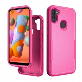 3in1 Hybrid Heavy Duty Defender Rugged Armor Military Grade Case For SAMSUNG GALAXY A11 In Hot pink