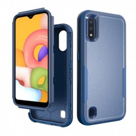 3in1 Hybrid Heavy Duty Defender Rugged Armor Military Grade Case For SAMSUNG GALAXY A01 In Blue