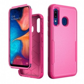 3in1 Hybrid Heavy Duty Defender Rugged Armor Military Grade Case For SAMSUNG GALAXY A20 In Hot pink