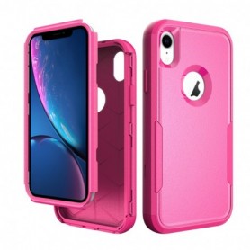 3in1 Hybrid Heavy Duty Defender Rugged Armor Case For APPLE IPHONE XR In Hot pink