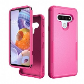 3in1 Hybrid Heavy Duty Defender Rugged Armor Case For LG STYLO6 In Hot pink