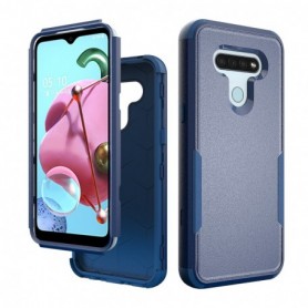 3in1 Hybrid Heavy Duty Defender Rugged Armor Case For LG K51 In Blue