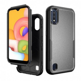 3in1 Hybrid Heavy Duty Defender Rugged Armor Military Grade Case For SAMSUNG GALAXY A01 In Black