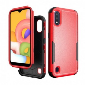 3in1 Hybrid Heavy Duty Defender Rugged Armor Military Grade Case For SAMSUNG GALAXY A01 In Red