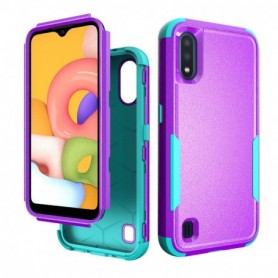 3in1 Hybrid Heavy Duty Defender Rugged Armor Military Grade Case For SAMSUNG GALAXY A01 In Purple