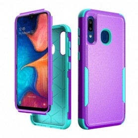 3in1 Hybrid Heavy Duty Defender Rugged Armor Military Grade Case For SAMSUNG GALAXY A20 In Purple