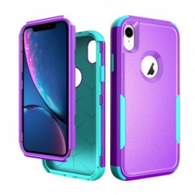 3in1 Hybrid Heavy Duty Defender Rugged Armor Case For APPLE IPHONE XR In Purple