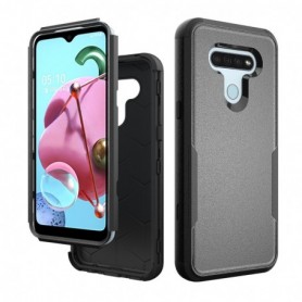 3in1 Hybrid Heavy Duty Defender Rugged Armor Case For LG K51 In Black