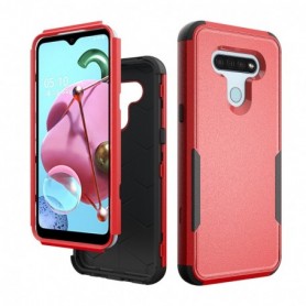 3in1 Hybrid Heavy Duty Defender Rugged Armor Case For LG K51 In Red