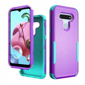 3in1 Hybrid Heavy Duty Defender Rugged Armor Case For LG K51 In Purple