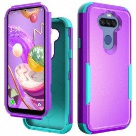 3in1 Hybrid Heavy Duty Defender Rugged Armor Military Grade Protective Case For LG STYLO5 In Purple