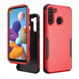 3in1 Hybrid Heavy Duty Defender Rugged Armor Military Grade Case For SAMSUNG GALAXY A21 In Red