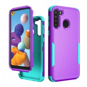 3in1 Hybrid Heavy Duty Defender Rugged Armor Military Grade Case For SAMSUNG GALAXY A21 In Purple