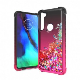 MOTOROLA G STYLUS Shiny Flowing Glitter Liquid Bumper Case In Black