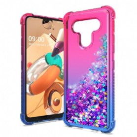 LG K51 Shiny Flowing Glitter Liquid Bumper Case In Pink