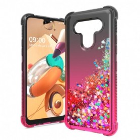 LG K51 Shiny Flowing Glitter Liquid Bumper Case In Black