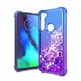MOTOROLA G STYLUS Shiny Flowing Glitter Liquid Bumper Case In Blue