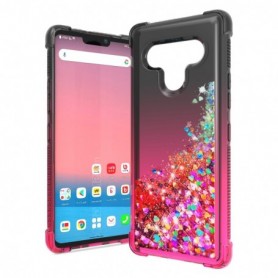 LG STYLO 6 Shiny Flowing Glitter Liquid Bumper Case In Black