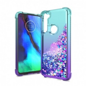 MOTOROLA G STYLUS Shiny Flowing Glitter Liquid Bumper Case In Green