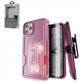 Iron Armor3 Rose Gold Rugged Case + Holster with tempered glass for Apple iPhone 11 Pro Max