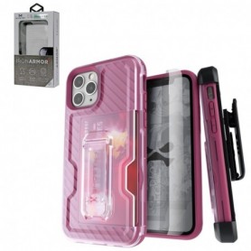 Iron Armor3 Rose Gold Rugged Case + Holster with tempered glass for Apple iPhone 11 Pro