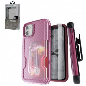 Iron Armor3 Rose Gold Rugged Case + Holster with tempered glass for Apple iPhone 11