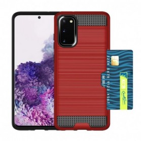 SAMSUNG GALAXY S20 SLIM ARMOR HYBRID CASE WITH CARD HOLDER IN RED
