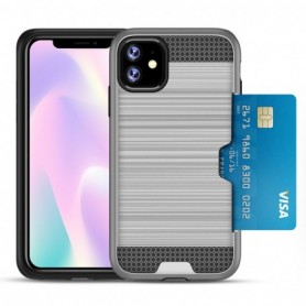 iPhone 11  SLIM ARMOR HYBRID CASE WITH CARD HOLDER IN SILVER