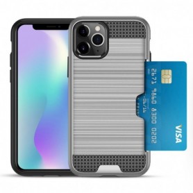 iPhone 11 PRO MAX SLIM ARMOR HYBRID CASE WITH CARD HOLDER IN SILVER