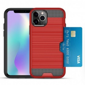 iPhone 11 PRO MAX SLIM ARMOR HYBRID CASE WITH CARD HOLDER IN RED