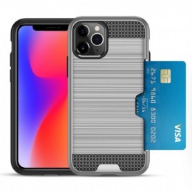 iPhone 11 PRO SLIM ARMOR HYBRID CASE WITH CARD HOLDER IN SILVER