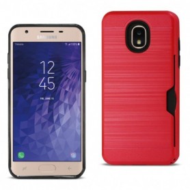 Samsung J3(2018) Slim Armor Hybrid Case With Card Holder In Red