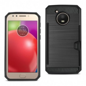 MOTOROLA MOTO E4 ACTIVE SLIM ARMOR HYBRID CASE WITH CARD HOLDER IN BLACK