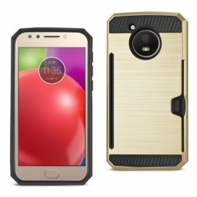MOTOROLA MOTO E4 ACTIVE SLIM ARMOR HYBRID CASE WITH CARD HOLDER IN GOLD