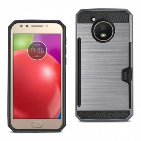 MOTOROLA MOTO E4 ACTIVE SLIM ARMOR HYBRID CASE WITH CARD HOLDER IN GRAY