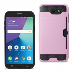 SAMSUNG GALAXY J7 V (2017) SLIM ARMOR HYBRID CASE WITH CARD HOLDER IN PINK