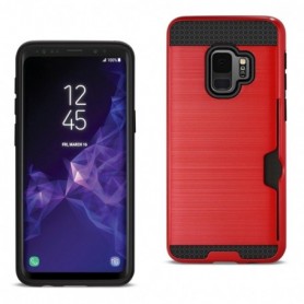 Samsung Galaxy S9 Slim Armor Hybrid Case With Card Holder In Red