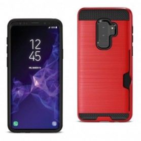 Samsung Galaxy S9 Plus Slim Armor Hybrid Case With Card Holder In Red