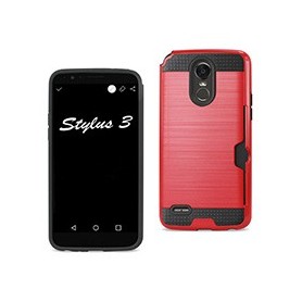 Lg Stylo 3/ Stylus 3 Slim Armor Hybrid Case With Card Holder In Red