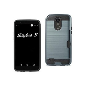 Lg Stylo 3/ Stylus 3 Slim Armor Hybrid Case With Card Holder In Navy