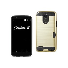 Lg Stylo 3/ Stylus 3 Slim Armor Hybrid Case With Card Holder In Gold