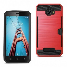 COOLPAD DEFIANT SLIM ARMOR HYBRID CASE WITH CARD HOLDER IN RED