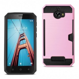 COOLPAD DEFIANT SLIM ARMOR HYBRID CASE WITH CARD HOLDER IN PINK