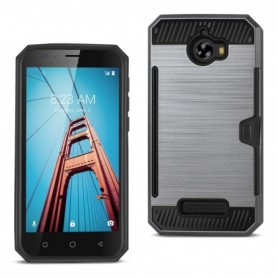 COOLPAD DEFIANT SLIM ARMOR HYBRID CASE WITH CARD HOLDER IN GRAY