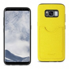 SAMSUNG GALAXY S8/ SM ANTI-SLIP TEXTURE PROTECTOR COVER WITH CARD SLOT IN YELLOW