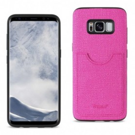 SAMSUNG GALAXY S8 EDGE/ S8 PLUS ANTI-SLIP TEXTURE PROTECTOR COVER WITH CARD SLOT IN BLACK