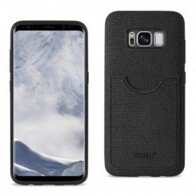 SAMSUNG GALAXY S8 EDGE/ S8 PLUS ANTI-SLIP TEXTURE PROTECTOR COVER WITH CARD SLOT IN BLACK